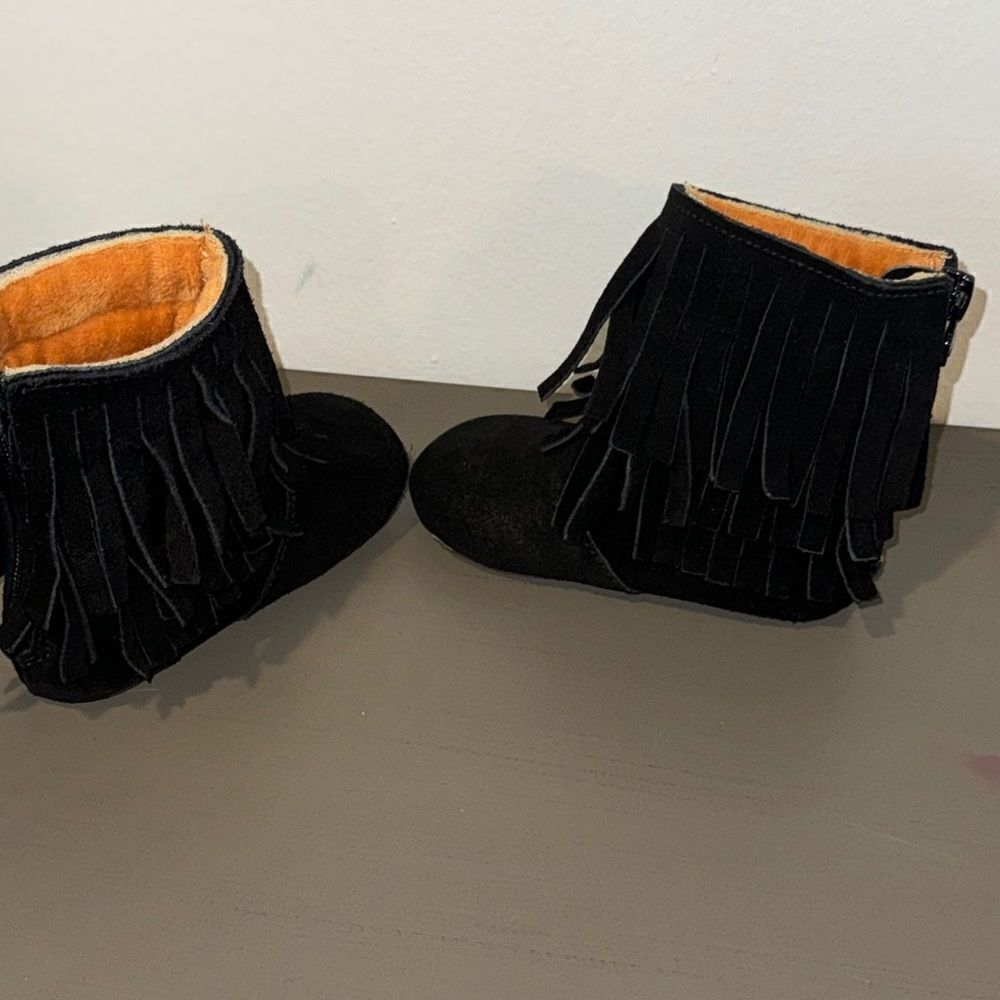 MONKEY FEET Black Fringe Kids Boots - Picture 3 of 9